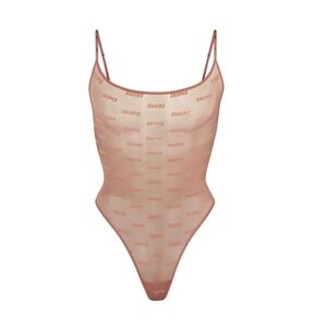 SKIMS After Hours Cami Bodysuit Orchid Monogram Sheer Mesh 4X BS-BCM-1517